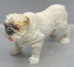 Dollhouse Miniature Bull Dog - White - Standing